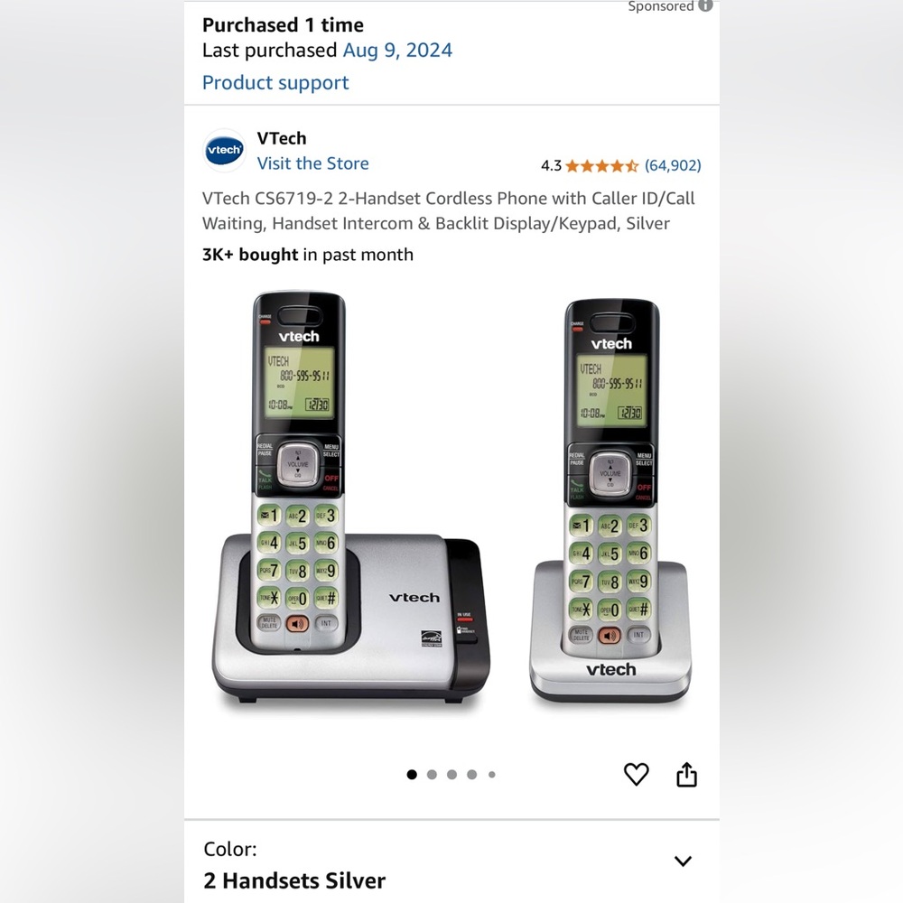 VTech CS6719-2 2-Handset Cordless Phone with Caller ID/Call Waiting, NEW.